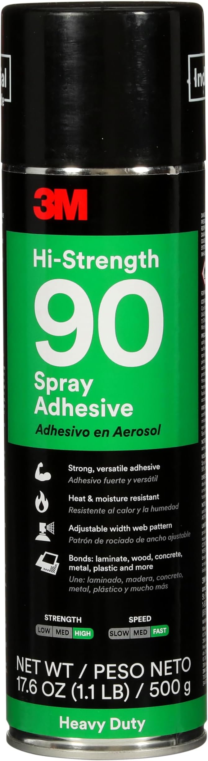 3M Hi-Strength Spray Adhesive 90, Clear Glue, Permanent, High Strength Bonding, High Tack, Bonds Laminate, Wood, Concrete, Metal, Plastic, 17.6 oz Net Wt, NOT FOR SALE IN CA AND OTHER STATES
