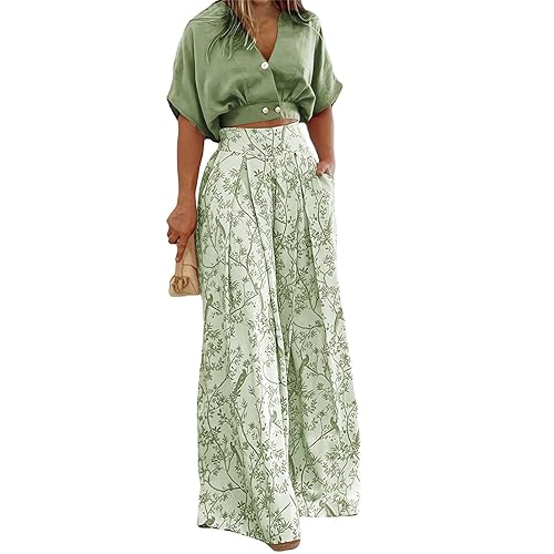 Spring Summer 2 Piece Sets for Women Casual Short Sleeve