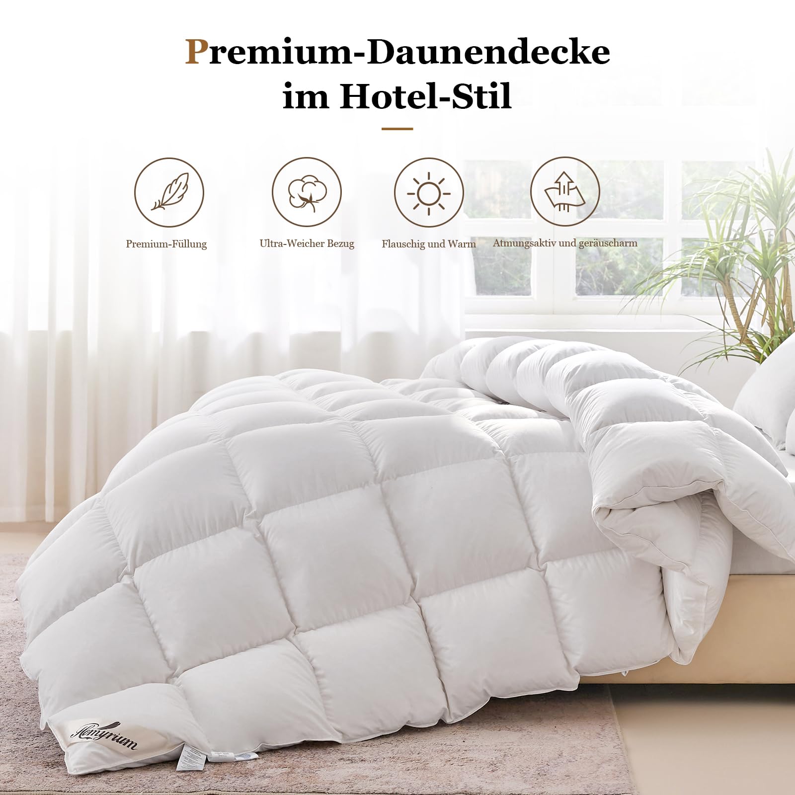 Homyrium Piumino Matrimoniale 240×260 cm 4 Stagioni – Piumone in Piuma e Piumino Naturale (2500 g) – Trapunta Calda, Soffice e Traspirante – Certificato OEKO-TEX e RDS, Bianco