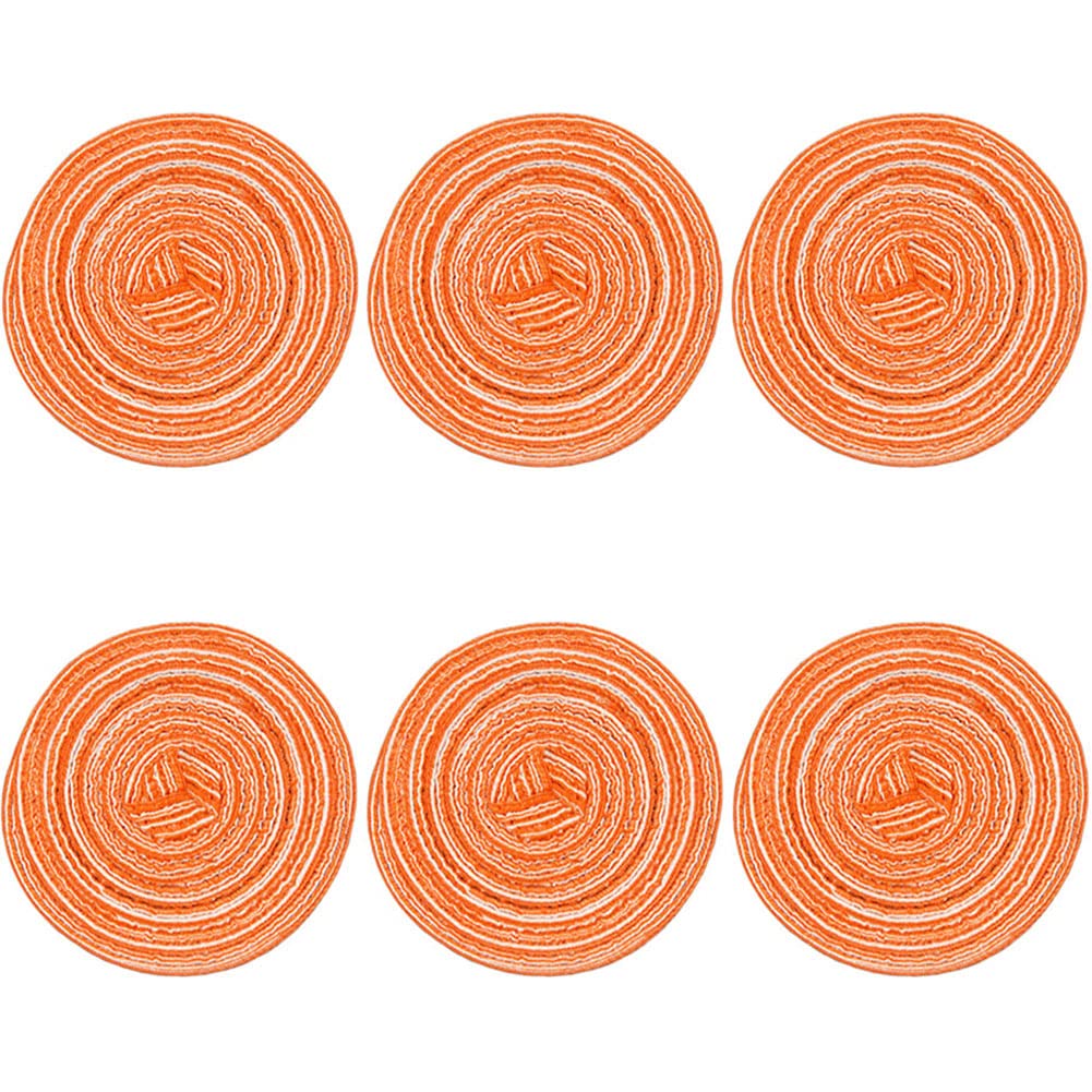 Scf2017 Orange Set Of 6 Round Woven Cotton Yarn Coasters For Drink Cup Mats 11Cm Small Cute Placemats(Orange)