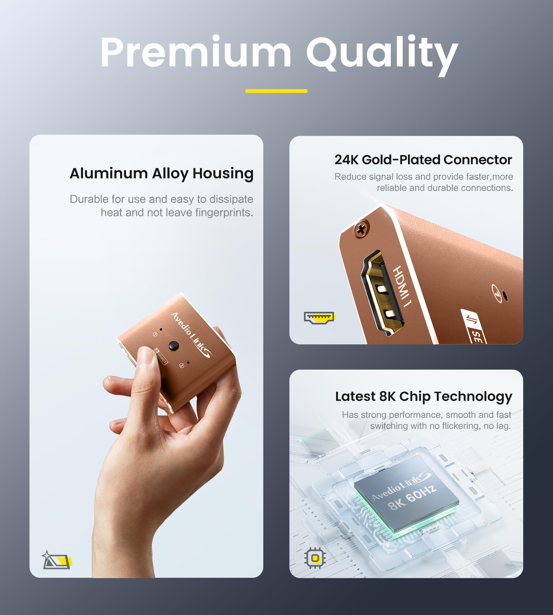 Amazon.com: HDMI Switch 4K 120Hz, avedio links 8K HDMI 2.1 Switch