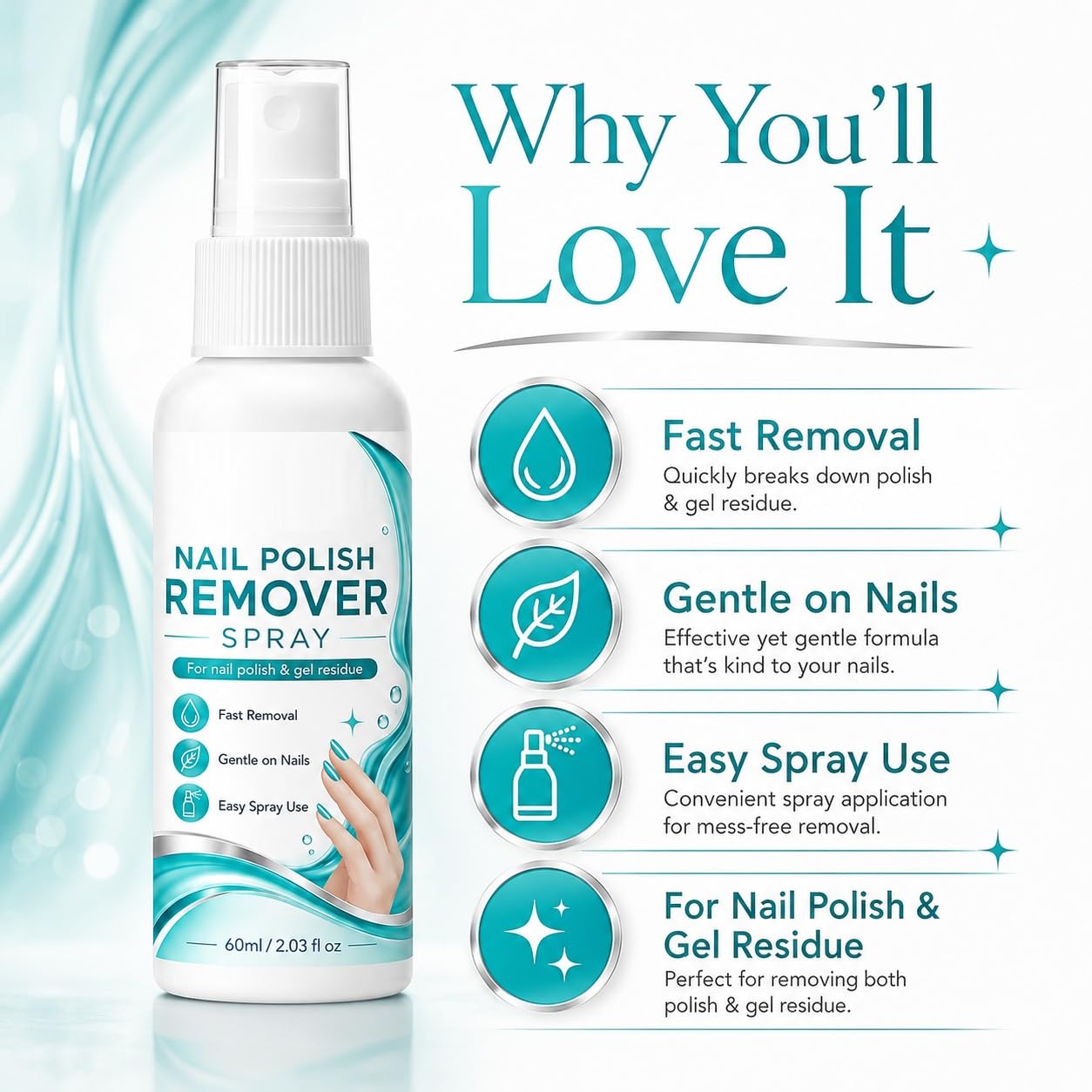 Nagellackentferner-Spray, schnell wirkender No-Soak Easy Polish. (8PCS)