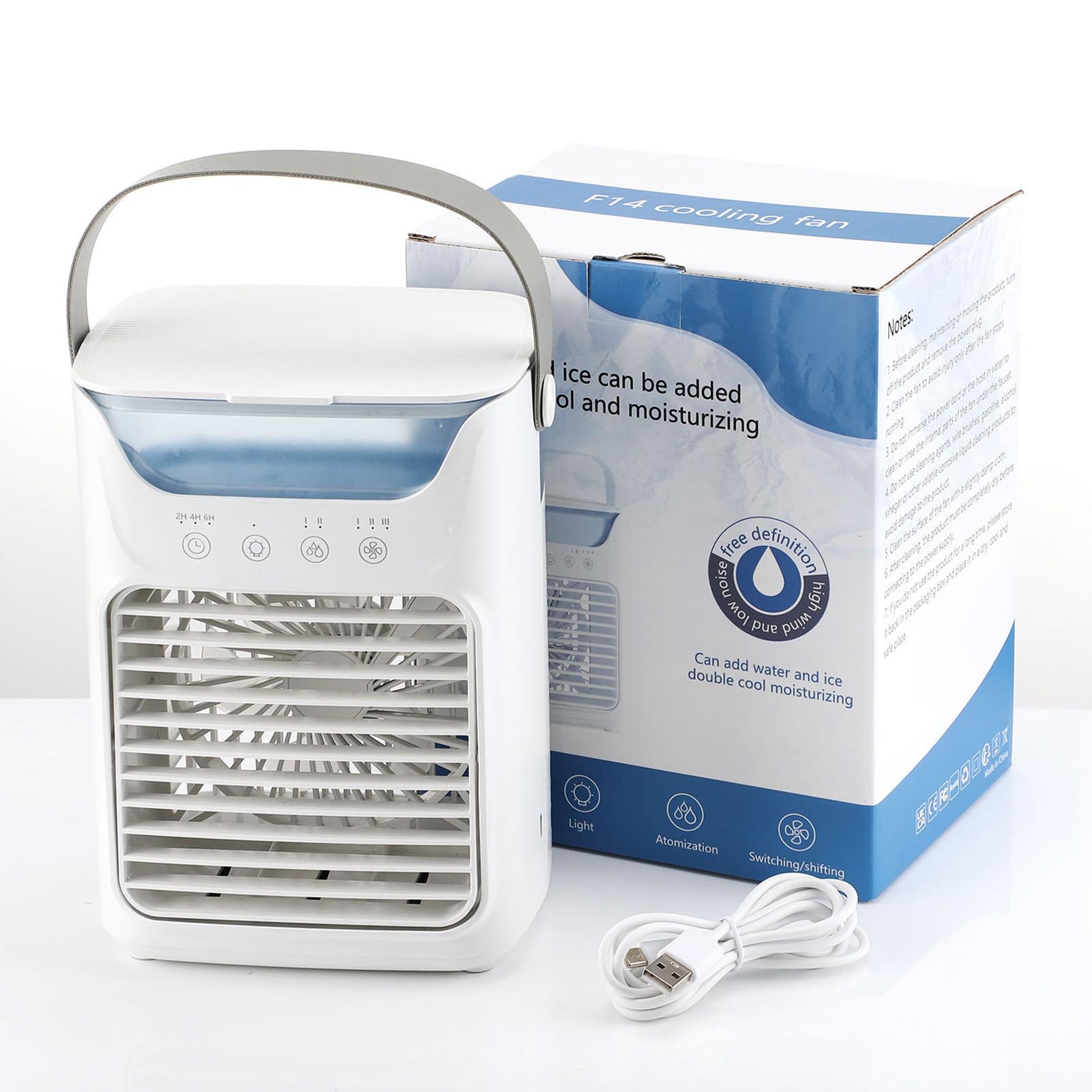 Tragbare Klimaanlagen, Luftkühler Luftbefeuchter mit Wassertank und Kaltnebel, Kühlventilator Unterstützung Automatisches Timing für Home Office Zimmer