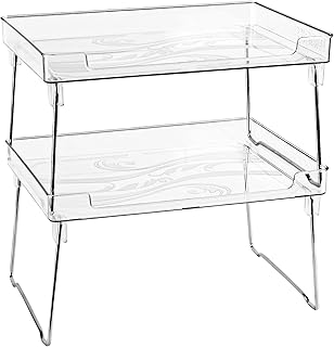 Clear Stackable Shelf - Easily Organize Your Kitchen Counter and Cabinet Shelves While Creating Extra Storage Space with T...
