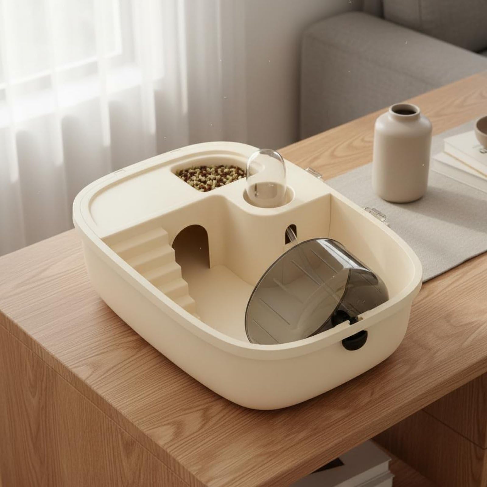 Cage pour Hamster Habitat Complet Transparent Panoramique Ventilé avec Bol Alimentaire Roue d'exercice et Bouteille d'eau Intégré Adapté aux Soins Quotidiens et Déplacements, Color to 3