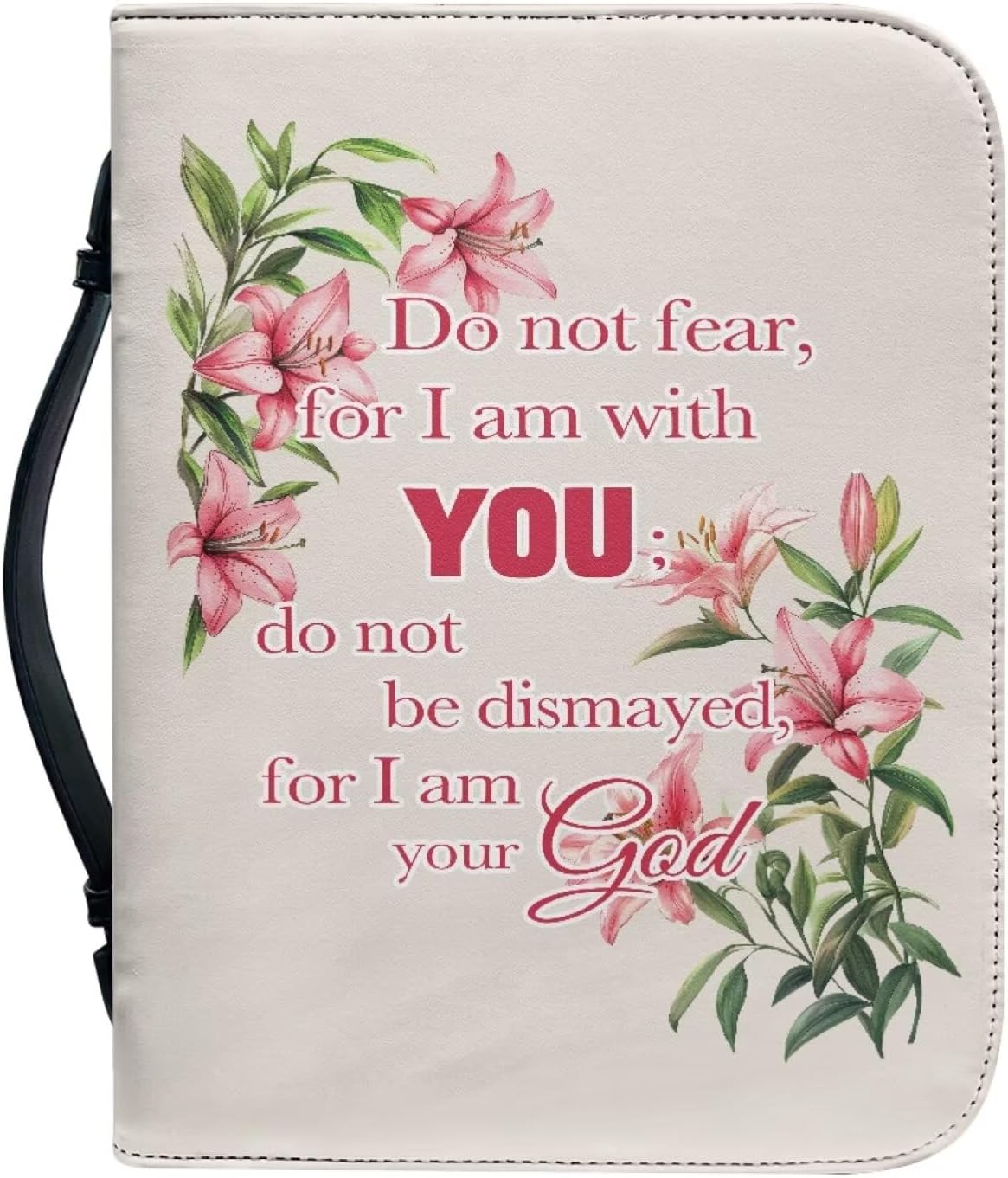 Pink Flower Bible Cover Bag with for Women Bible Cover Carrier Bag for Girls Carrying Organizer Bag Bible Accessories Gift-Size：2XL