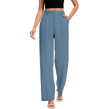 FUNYYZO Women Dress Pants High Waisted Work Slacks Pants Dressy Casual Straight Leg Elastic Waist 2026 Summer Trousers
