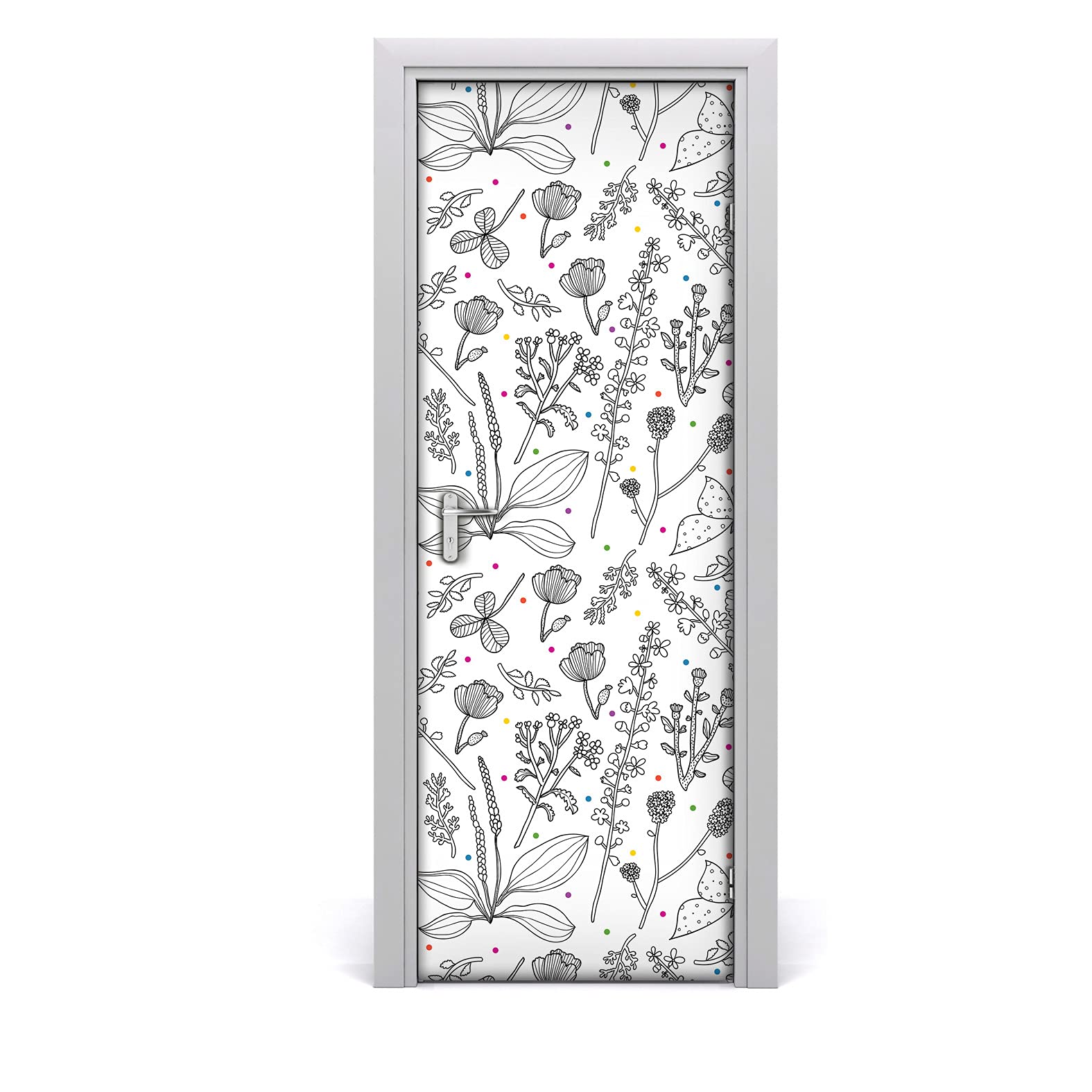Papier peint sur la porte mural auto-adhésif 77x200cm à motif Ustensile Dots
