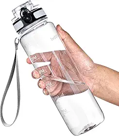 OLDLEY Garrafa de água, garrafa de água esportiva motivacional de 947 ml com marcador de tempo - Times to Drink - Tritan, livre de BPA, boca larga, à prova de vazamento, transparente (1 garrafa)