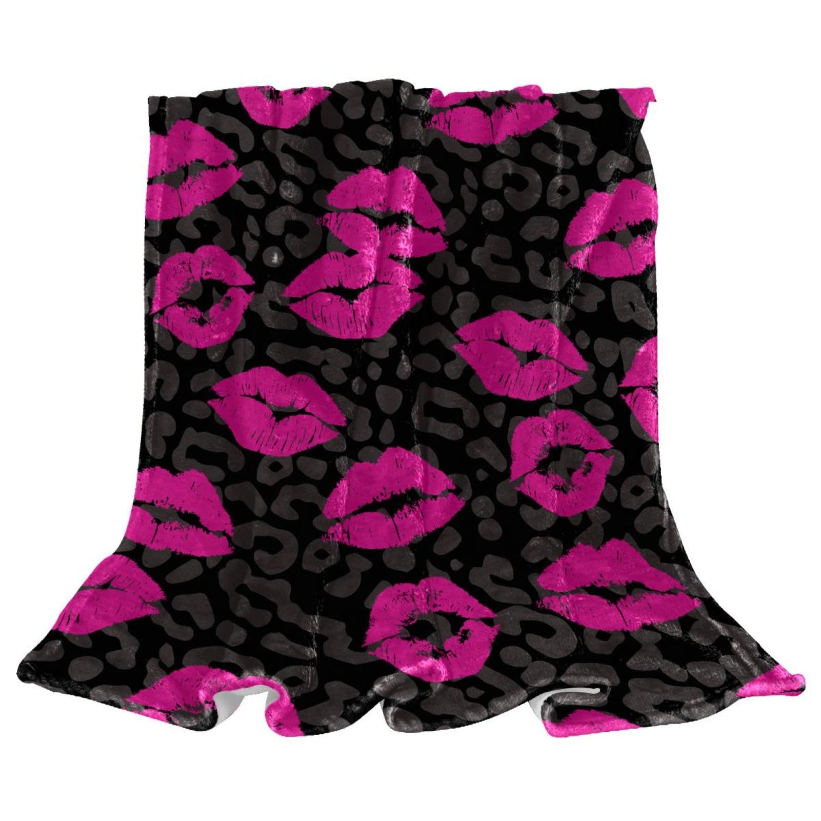 Couverture Polaire Lips Kiss Plaid Moelleux Grand Format 150x200 pour Soirée Cocooning Canapé
