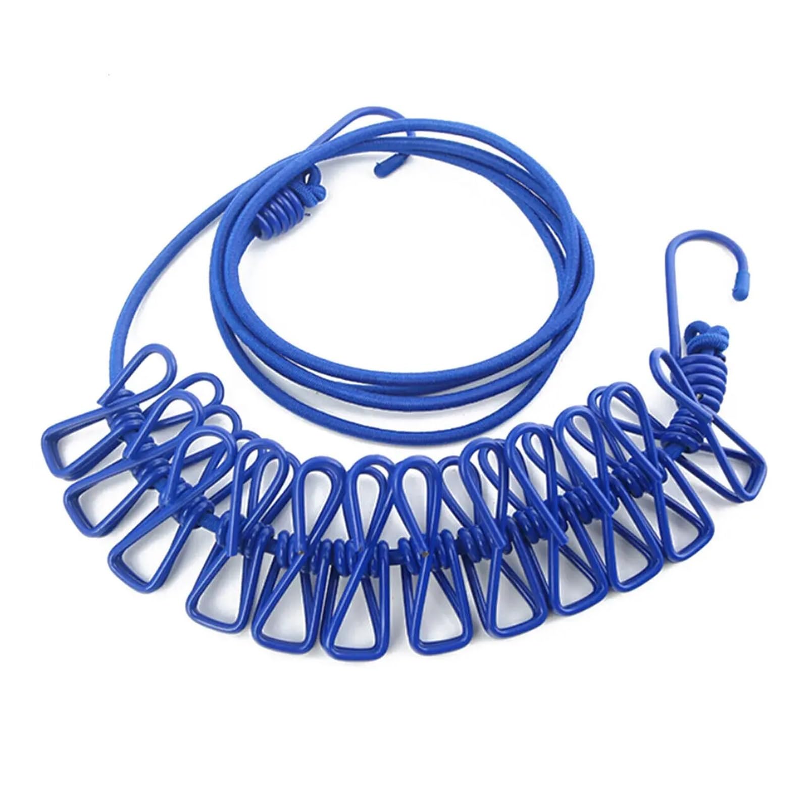 Outdoor Elastic Clothesline with Travel Camping Home Portable Clothes Rack Laundry Drying Line for Backyard(Blue)