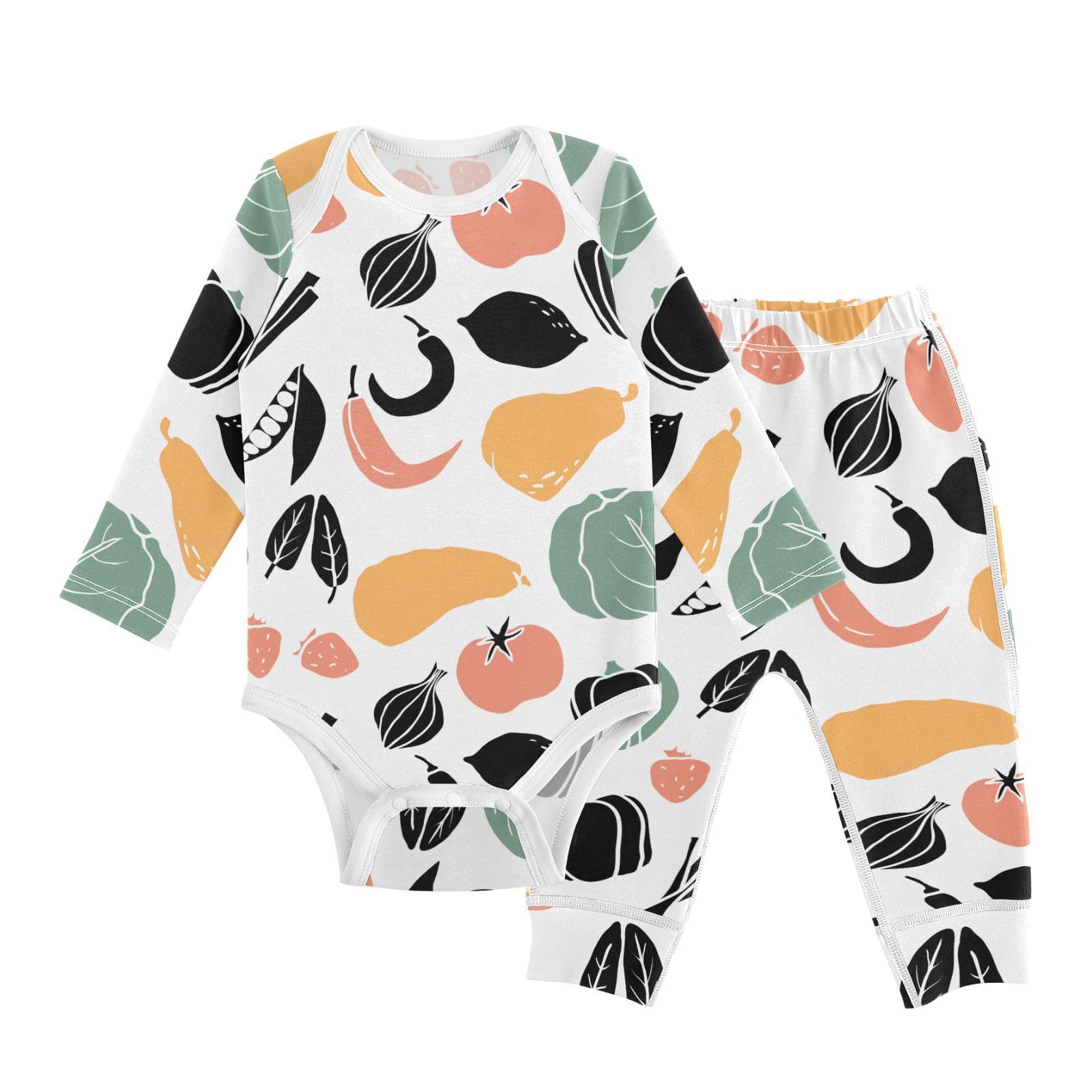 vvfelixl Baby Bodysuits Pants Sets White Gooses Long Sleeve Baby Clothes for Boys Girls 0-24M