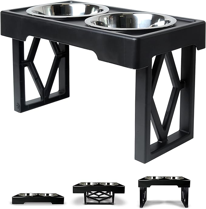 Pet Supplies Pet Zone Elevated Dog Bowls Designer Diner 3 Height Adjustable Raised Dog Bowl