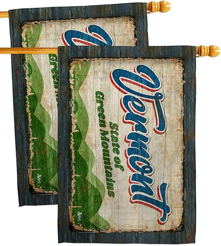 Americana Home & Garden Vermont Vintage House Flag 2 pcs Pack Regional States American Territories Republic Country Particular Area Decoration