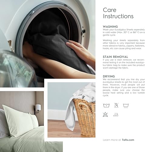 Miniatura 8 de Tafts Sábanas tamaño King  400TC Eucalipto, juego de 4 piezas, bolsillos profundos de 17 pies, gris espacial