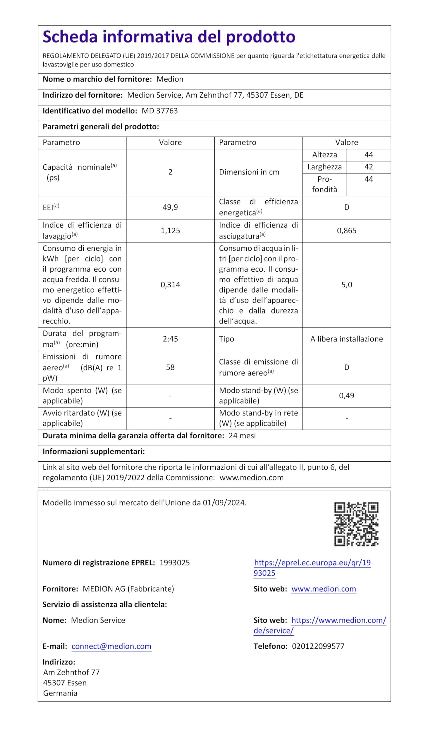 MEDION Mini Geschirrspüler DWT20 Tischgeschirrspüler 2 Maßgedecke freistehend silber