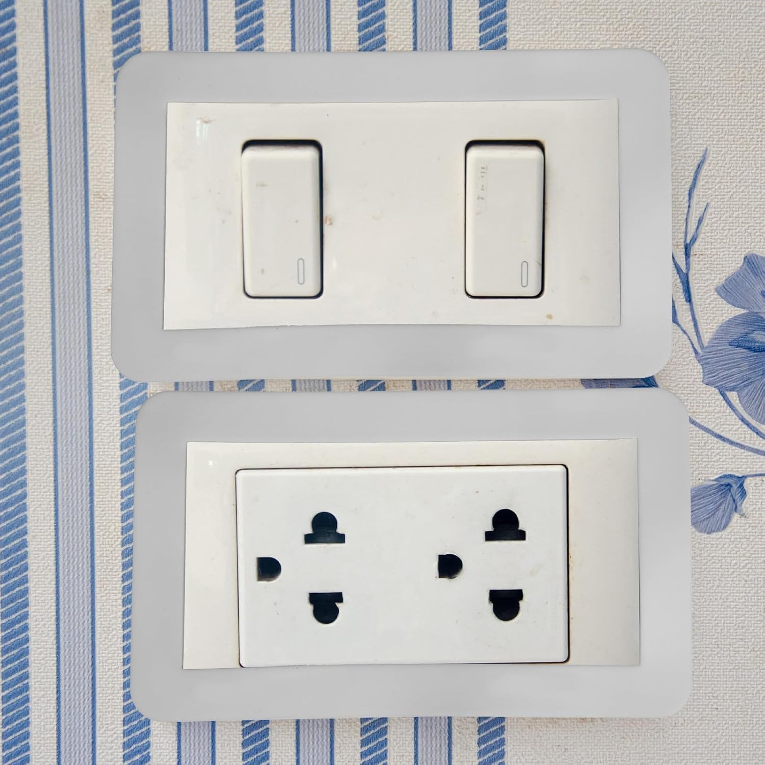 WOONEKY 2pcs Silicone Light Switch Plate Cover and Power Outlet Wall Socket Box Waterproof Electrical Outlet Covers for Living Room and Bedroom 173x86mm
