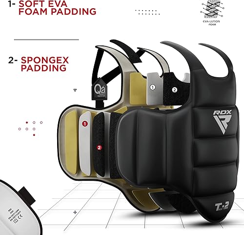 Miniatura 4 de RDX Protector de cuerpo de boxeo reversible, protector de pecho Muay Thai de Kickboxing, entrenamiento de entrenamiento de combate, golpes pesados,