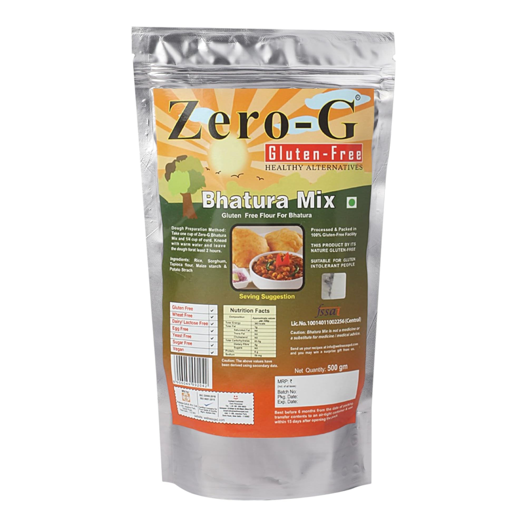 Zero-G Gluten-Free Bhatura Mix Flour (500g Pack) - Easy Preparation & Authentic Taste | Perfect for Bhatura | Nutritious & Healthy Alternative (B00XL78SM6) Amazon Price History, Amazon Price Tracker