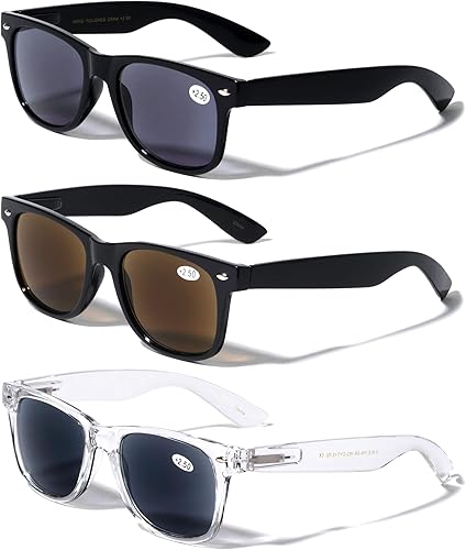 Miniatura 4 de V.W.E. 3 pares de lentes de sol de lectura clásicos de los años 80, lector tintado, no bifocal, unisex