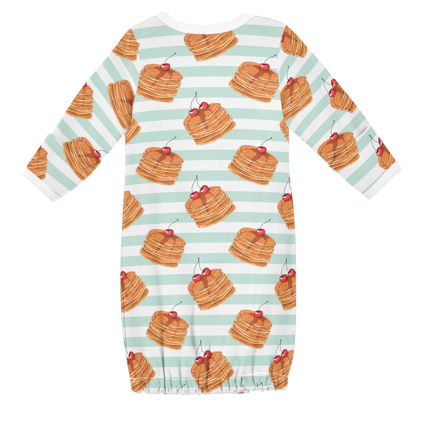 WIFIU Seamless Pattern with Pancakes Honey and Cherries Baby Girls Boys Sleeper Gown Cotton Nightgown Long Sleeve, Baby Nightdress Sleeping Clothes for Newborn 3-6 Months Multicolor