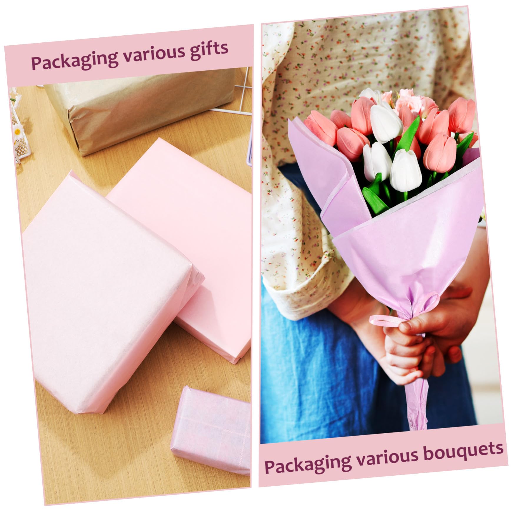 Gogogmee 80 Hojas Papel de Regalo Grueso Colores Pastel para Envolver Flores y Regalos Resistente y Versátil para Cumpleaños Bodas y Manualidades