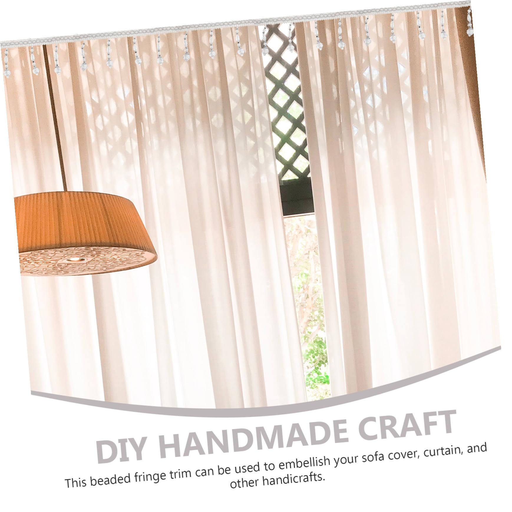Holibanna Frange Perlée Décorative pour Rideaux et Coussins Bordure Délicate avec Glands Garniture DIY pour Décoration Maison et Meubles Blanc