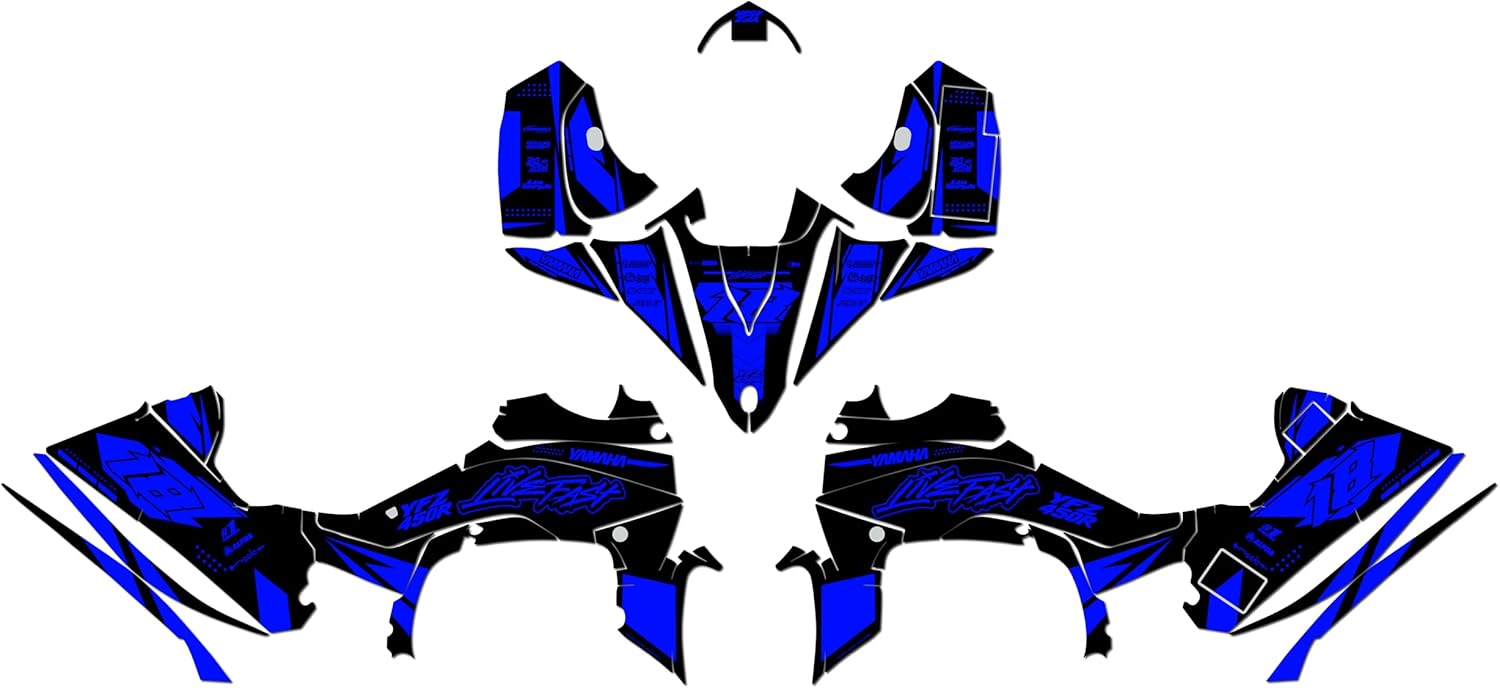 Graphics Kit for Yamaha YFZ 450R (2014+) Rebel Series Blue 16 Mil - On/Off the Road - ATV UTV Dirt Bike Stickers, Quad Dirtbike Racing Decal Automotive Motocross Accessories no-Plastics