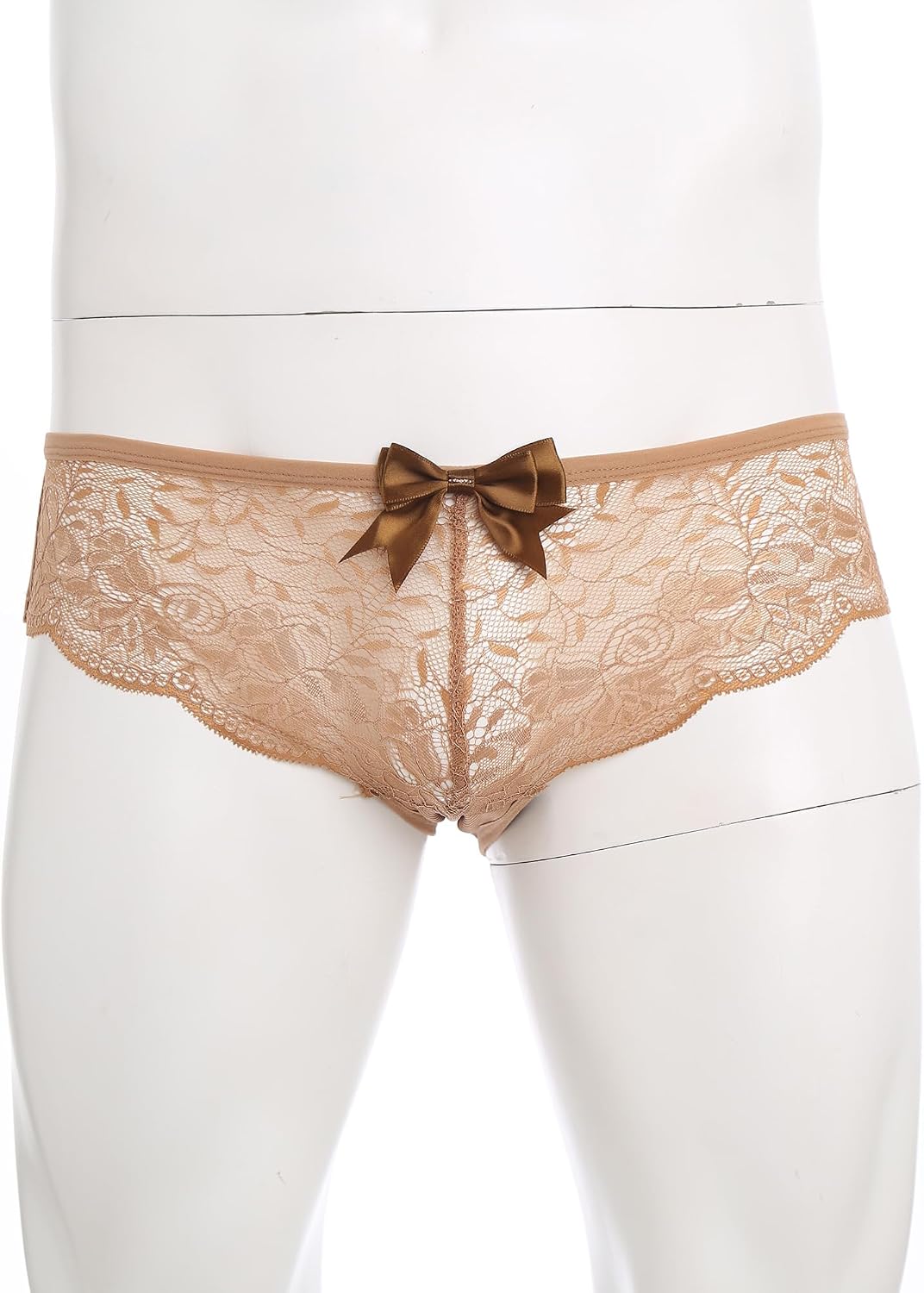 CHICTRY Mens Sissy Floral Lace Briefs Closed/Opened Crotch Bow Decor Showing Butt Underwear