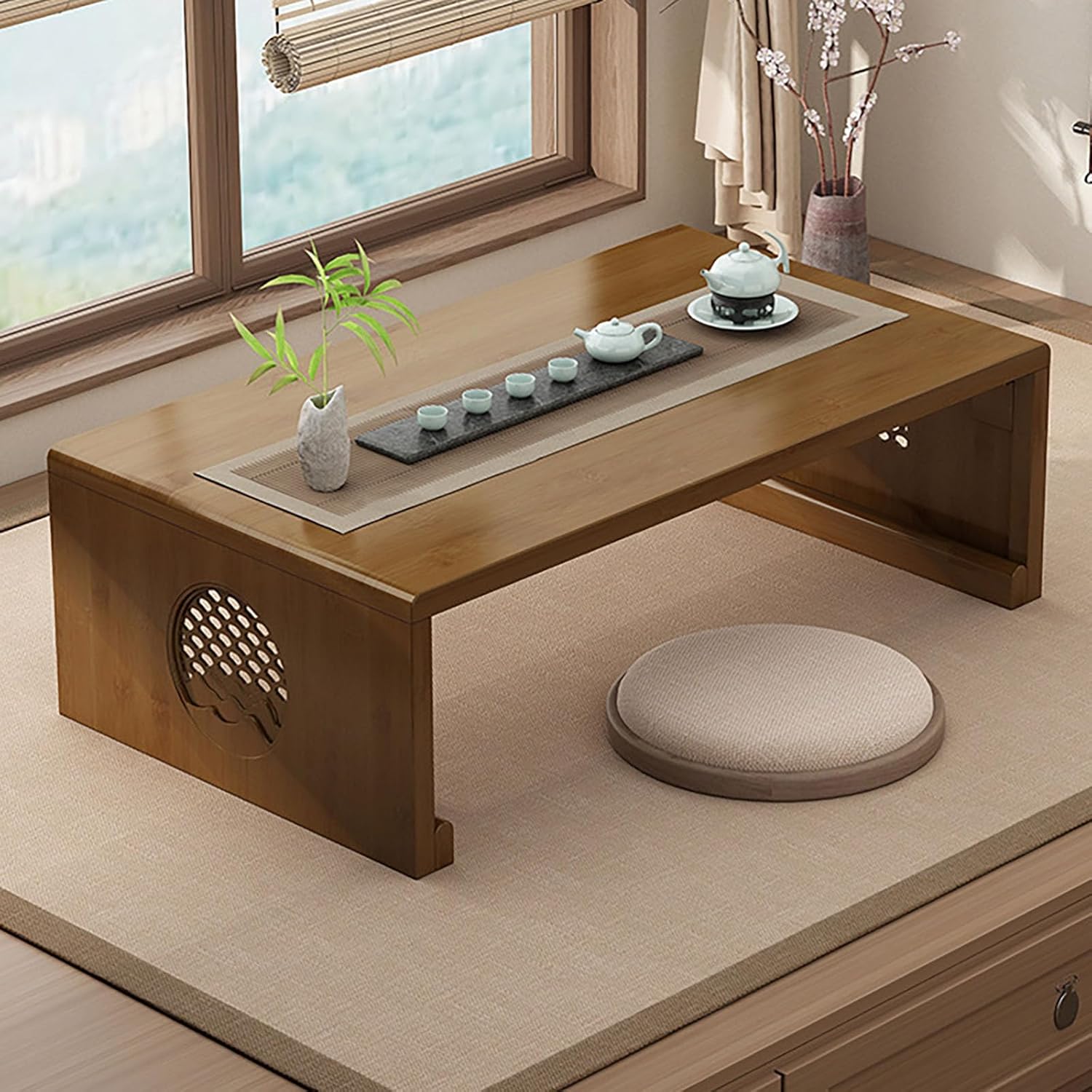 Foldable Japanese Floor Table Bamboo Folding Coffee Table