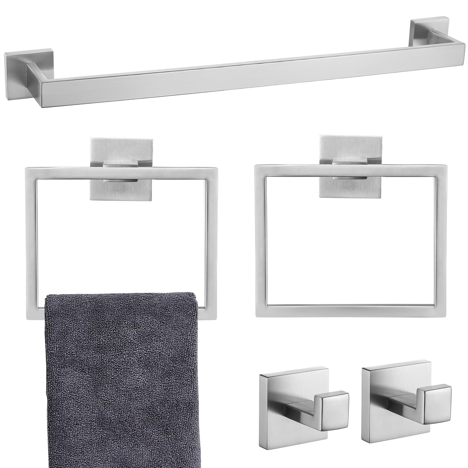 Black Towel Bar Set TocTen Bathroom Hardware Set, Thick Stainless