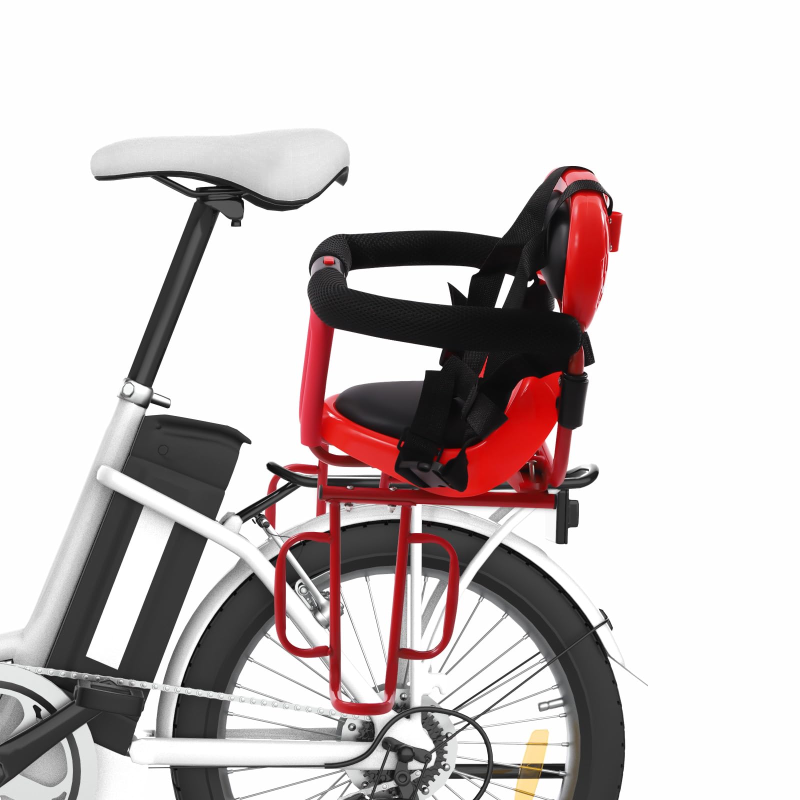 Seggiolino per bicicletta per bambini da 6 mesi a 6 anni, sicurezza per bambini, per adulti, sicurezza per bambini, con pedale e guardrail (rosso)