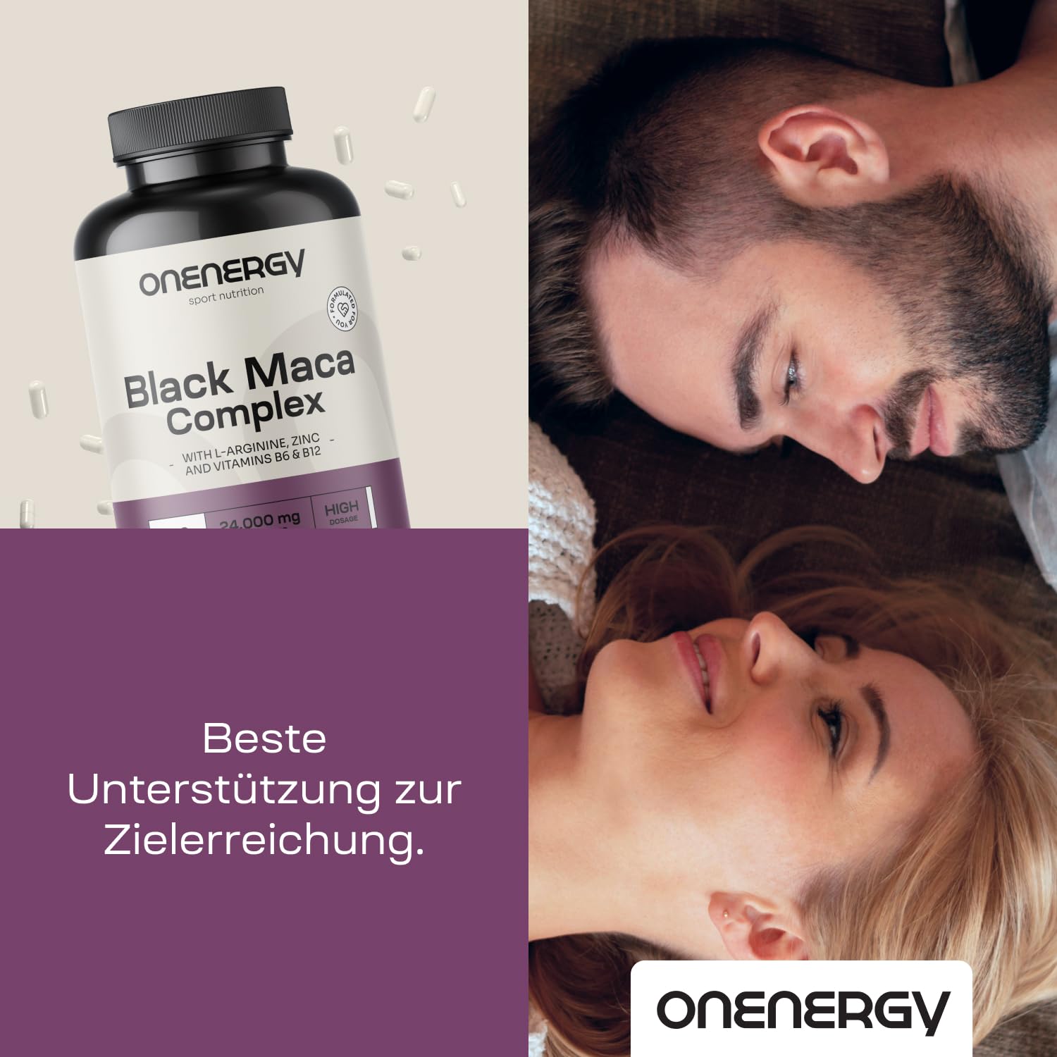 Schwarzes Maca Komplex 24.000 mg – 20:1 Extrakt – 240 Kapseln – Mit L-Arginin, Zink, Vitamin B6 und B12 – XXL Vorrat – Für Männer und Frauen