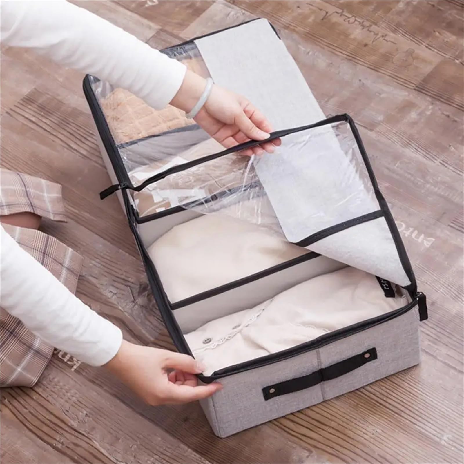 Organizzatore Di Scarpe Sotto Il Letto Organizzatore di scarpe sotto il letto Custodia porta scarpe robusta Borsa porta scarpe for armadio Per Risparmiare Spazio(Beige)