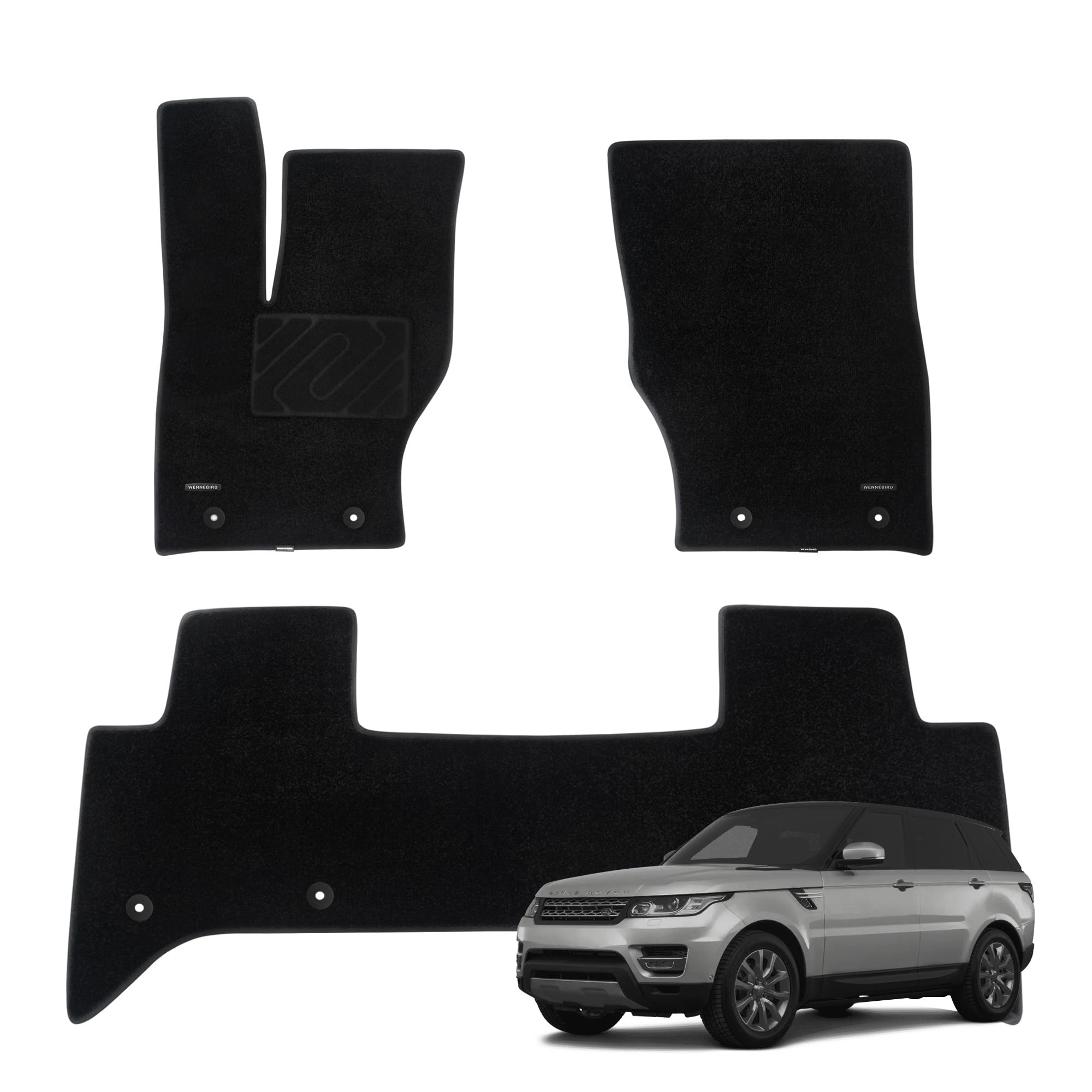 Alfombrillas WENNEBIRD de alta calidad para Land Rover Range Rover Sport L494 (2014-2022), de 0,5 pulgadas de grosor, antideslizantes, impermeables y de alta calidad, para todo tipo de clima, 3 unidades