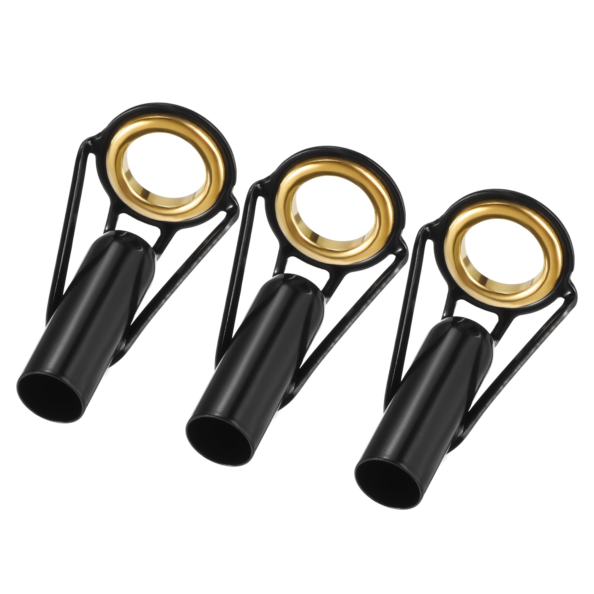 M METERXITY 3 Pack Fishing Rod Tips Repair Kit - Stainless Steel Ring Guide Replacement, Corrosion-Resistant, Apply to Fishing Rod (6.5mm Tube Dia, Black)