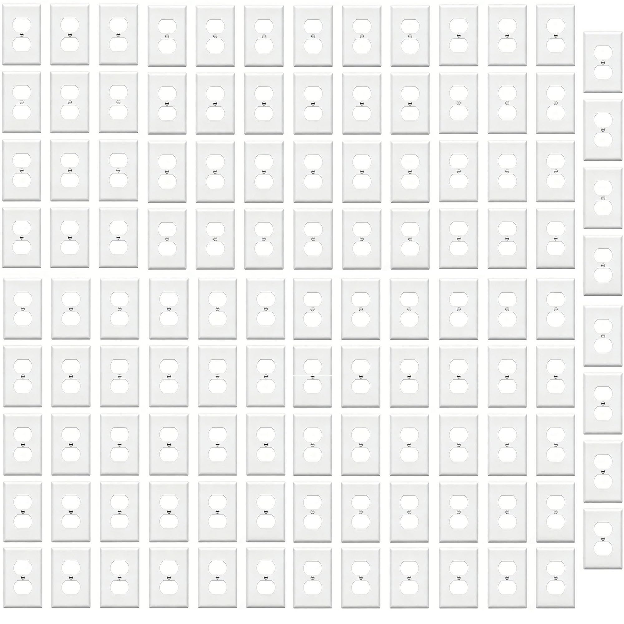 ZEFTV Duplex Wall Plates 1-Gang Switch Outlet Electrical Cover Plate Unbreakable Thermoplastic Faceplate for Light Receptacle Outlet Switch, White (100 Pack)