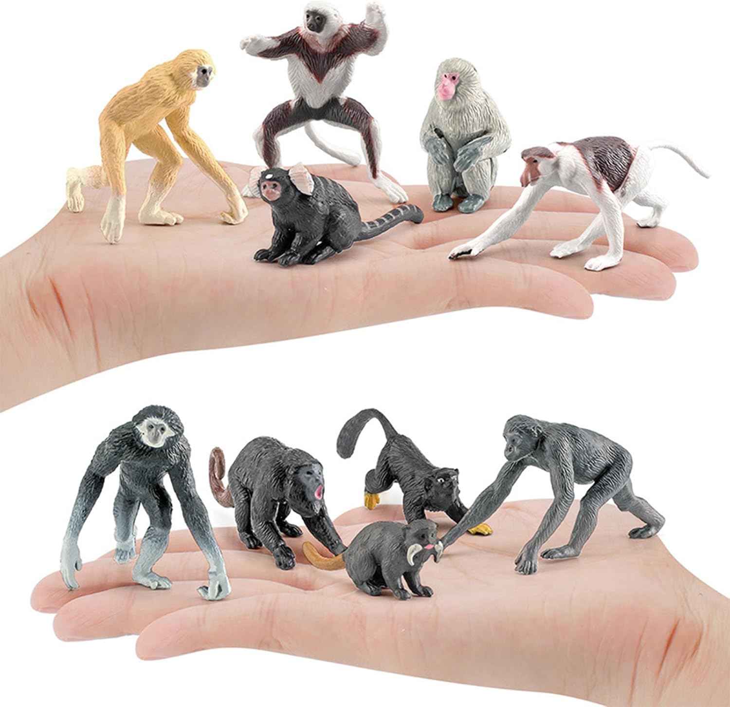 ONEST 10 Pieces Mini Monkey Figurines Playset Hand Painted Tiny Monkeys Realistic Detailed Plastic Monkey Figures Toys Small Monkeys Figurines for Kids Adults