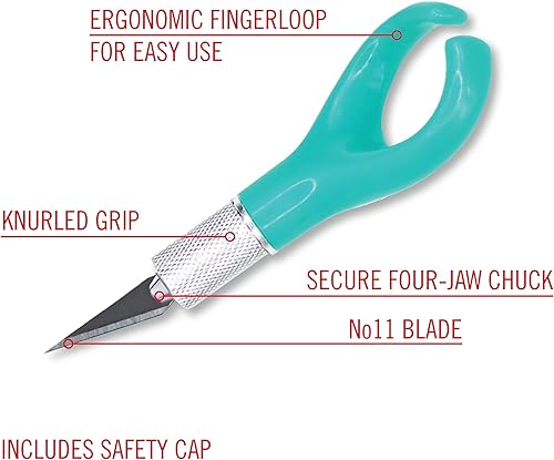Miniatura 2 de Excel Blades K71 - Cuchillo ergonómico de 7 pulgadas con lazo para el dedo, suministros de manualidades, cuchillo para álbumes de recortes y