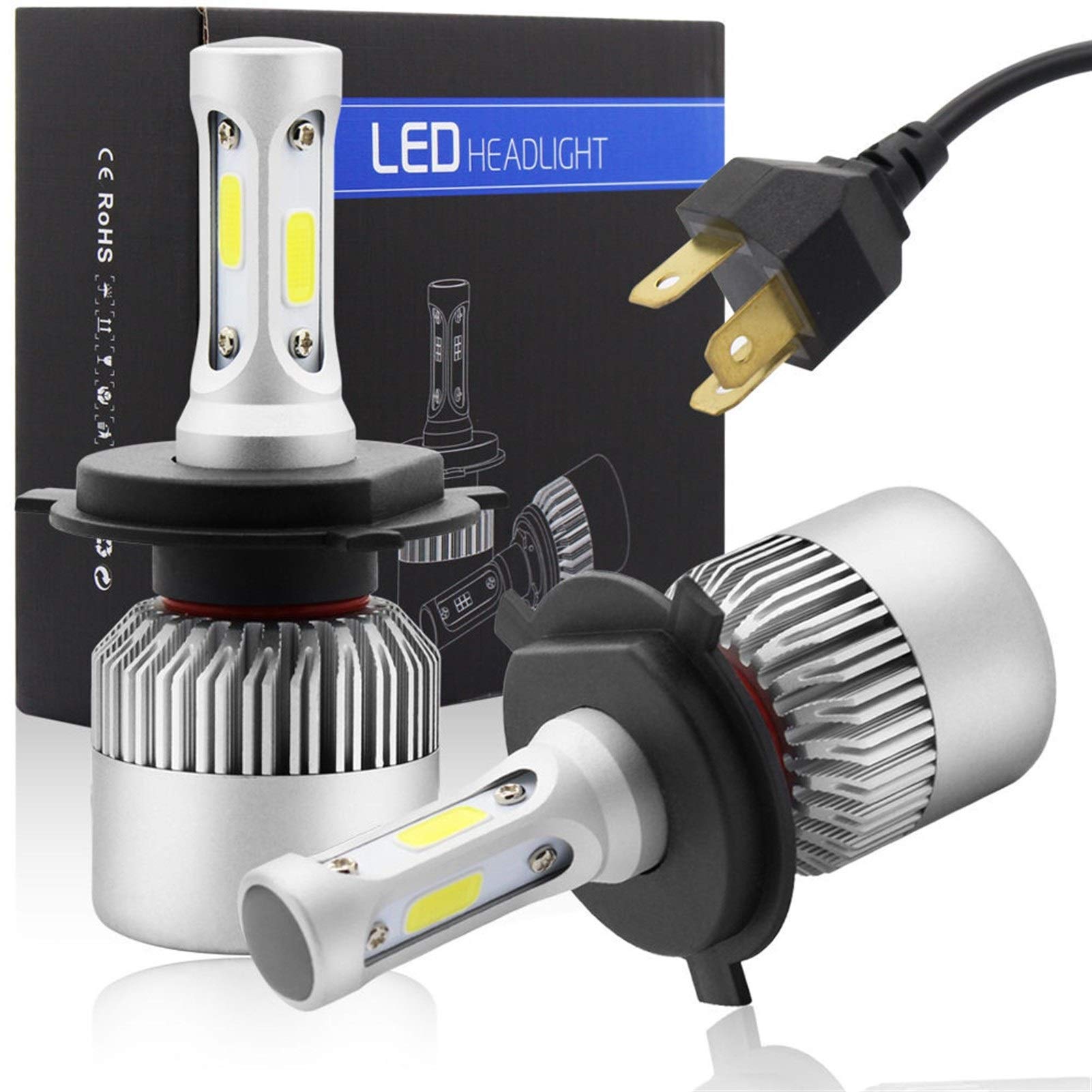 Visibilidad máxima Automotive Bombillas Faro Dos piezas LED H1 H3 H7 H4 H13 H11 9004 880 9007 Auto S2 linterna del coche de los bulbos 72W 8000LM 6500K for 9V a 36V 200M gama de iluminación /