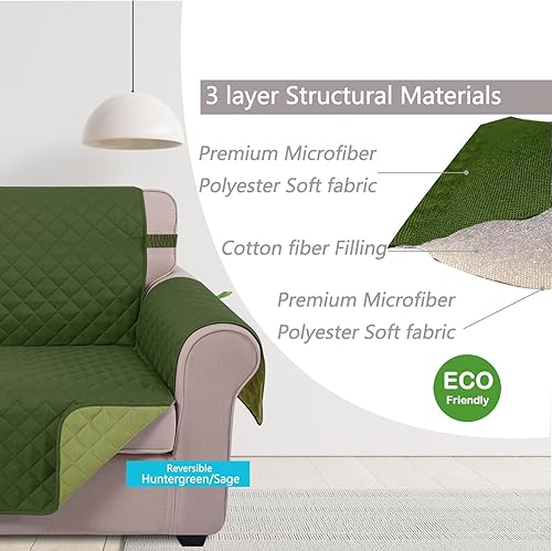 Miniatura 4 de U-NICE HOME Funda para sofá de 2 plazas, reversible, con correas elásticas, resistente al agua, para proteger los muebles contra mascotas o perros