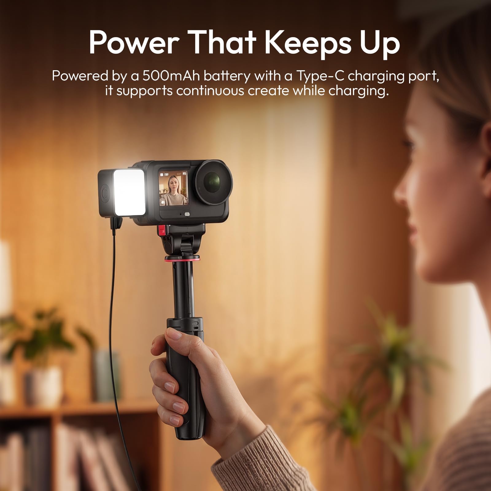 ULANZI LM24 Mini lumière vidéo pour DJI Osmo Action 6/Osmo Nano, Lampe Vidéo de Remplissageavec Fixation Magnétique Rapide, lumière Photo avec Batterie 500mAh pour caméra d'action