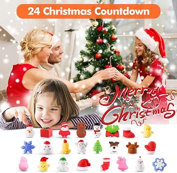 Christmas Squishies Advent Calendar 2025 Mochi Squishy Advent Calendar Christmas Countdown Calendar 24 Pieces Cute Mochi Squishy Toy - Party Favors Toys Xmas Gifts Advent Traditional Gifts Ideas