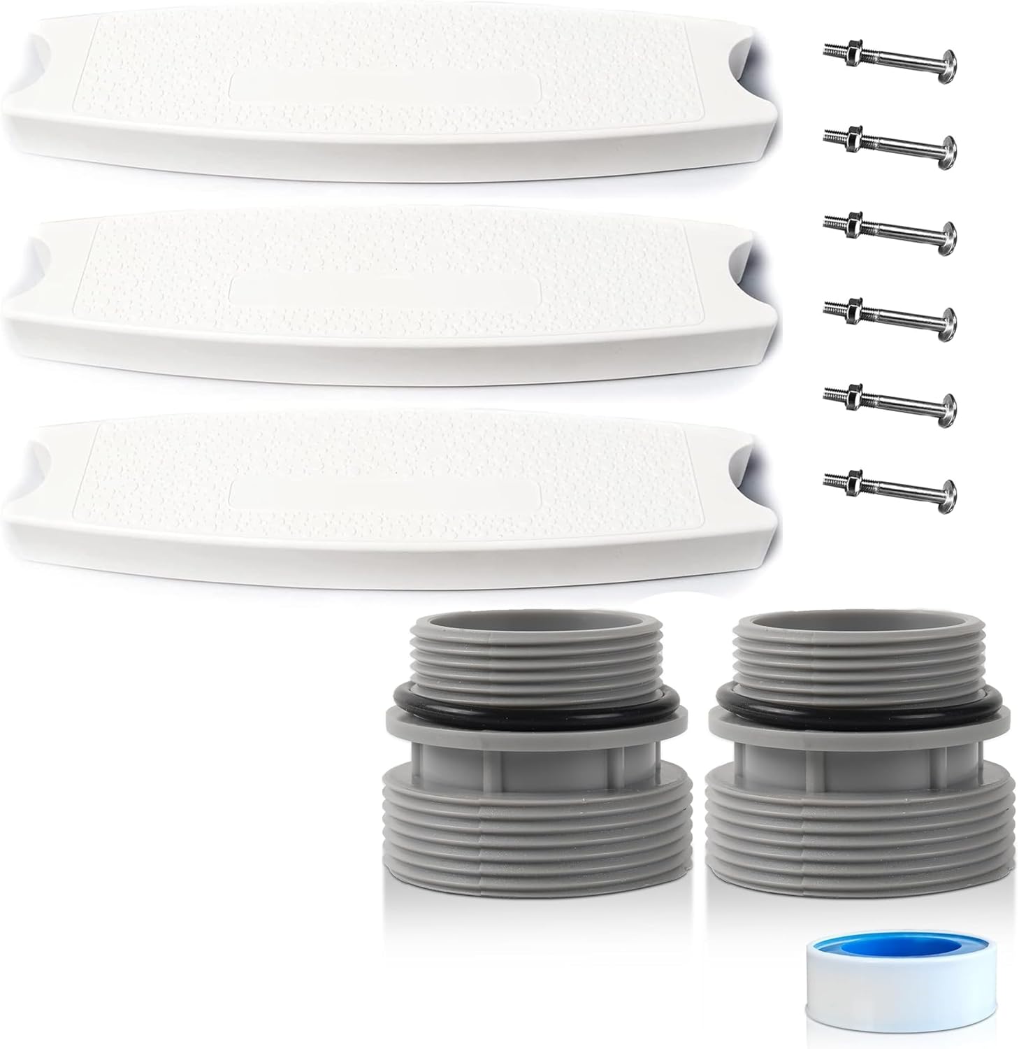 18" Universal Pool Ladder Steps Replacement and 1 1/4” to 1 1/2” Filter Hose Conversion Kit