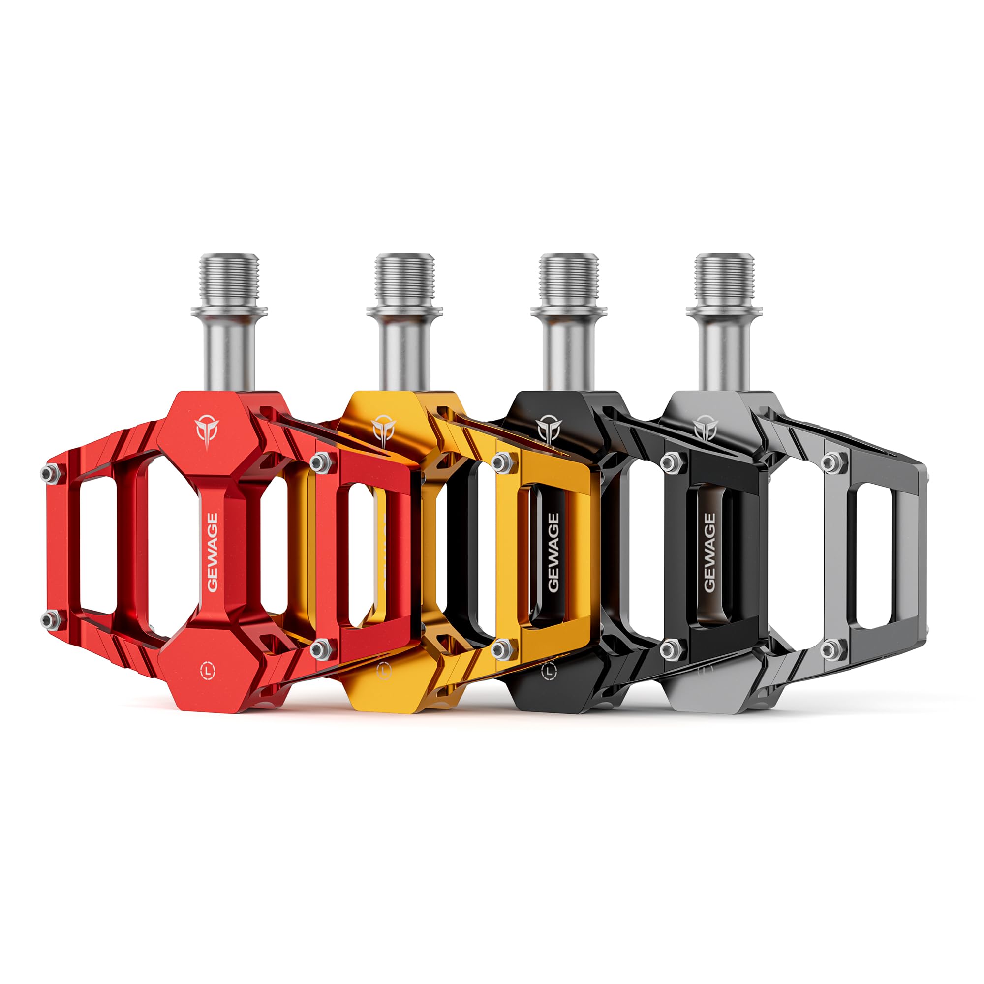 GEWAGE Jeu de pédales de vélo – Pédales en Aluminium CNC avec axe CR-Mo, Seulement 283 g, Picots antidérapants, pédales polyvalentes pour VTT, Gravel, Trekking, Route et vélos Enfants