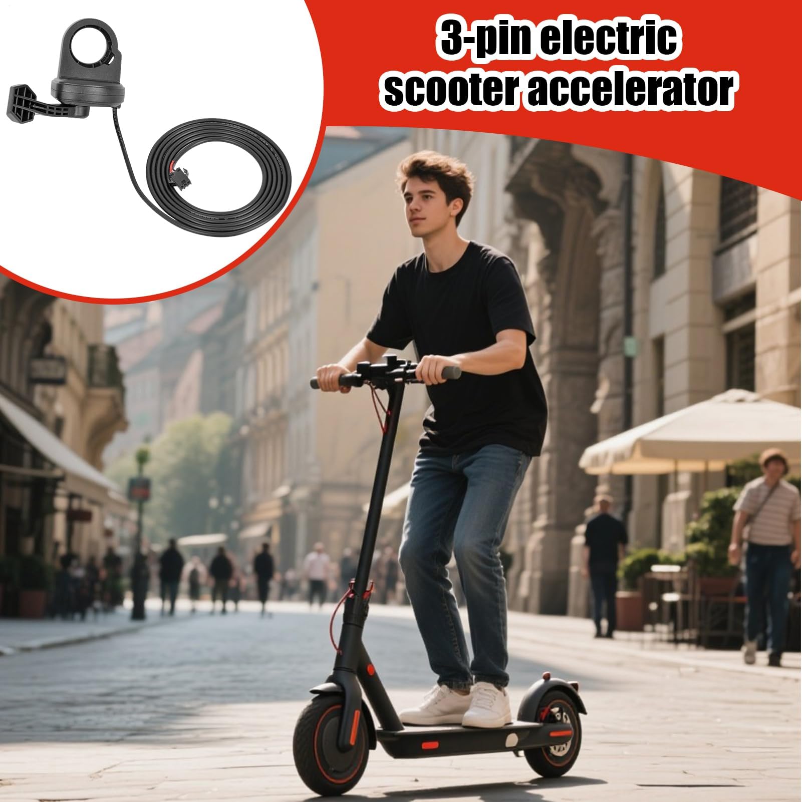 Pièces de rechange d'accélérateur de pouce pour vélo, VTT et kart - Levier d'accélérateur ergonomique à 3 broches pour les amateurs de conduite en plein air et de motocross