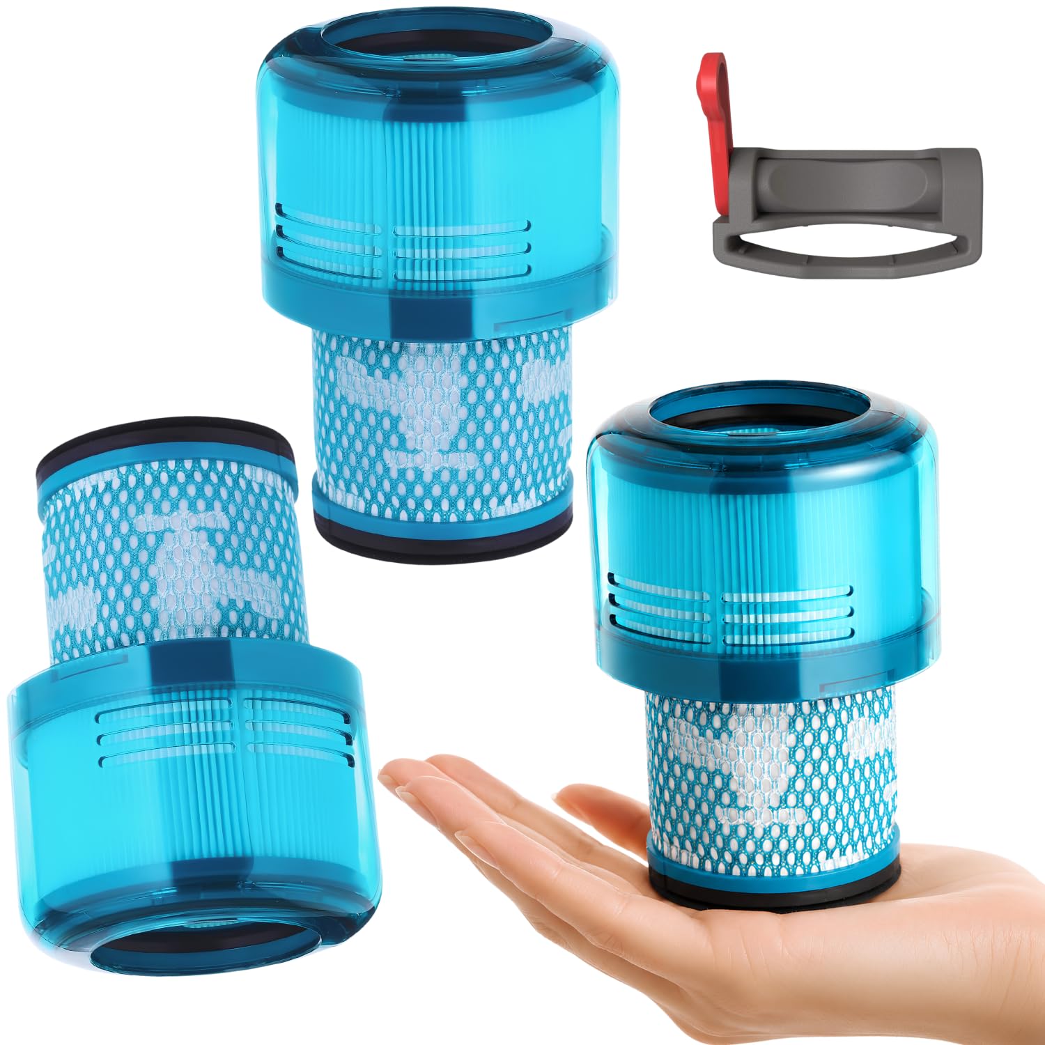 Dyson V15 Filter, 3-Pack Premium True HEPA Replacement Filters for Dyson V15, V15 Absolute/Submarine, V11 Animal, V11 Completed/Absolute, Dyson-V11, V11 Filter with Trigger Clamp, Part no. 970013-02