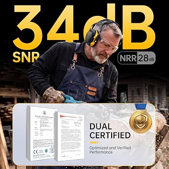 EARMOR C06 Noise Cancelling Ear Muffs,29dB NRR Ear Protection for Adults | Noise Reduction Hearing Protection Earmuffs for Range, Mowing, Woodworking, Concerts, Races, Kids, Autism Sensory
