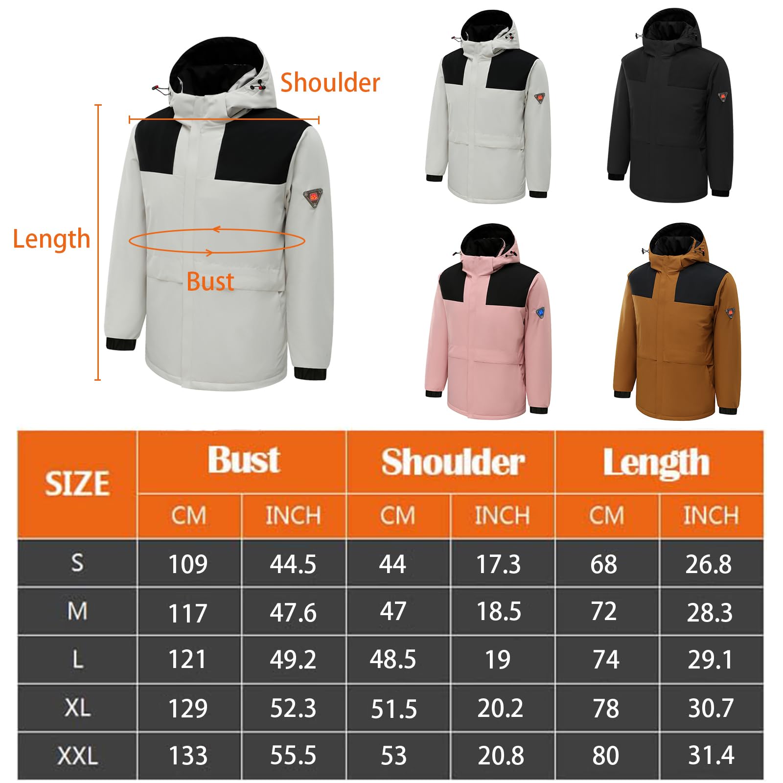 Monave Chaqueta Calefactable Mujer Chaqueta de Plumas Calefactable con 4 Grandes áreas de Elementos Calefactores de Grafeno Chaleco Calefactable (excluyendo la fuente de alimentación móvil)