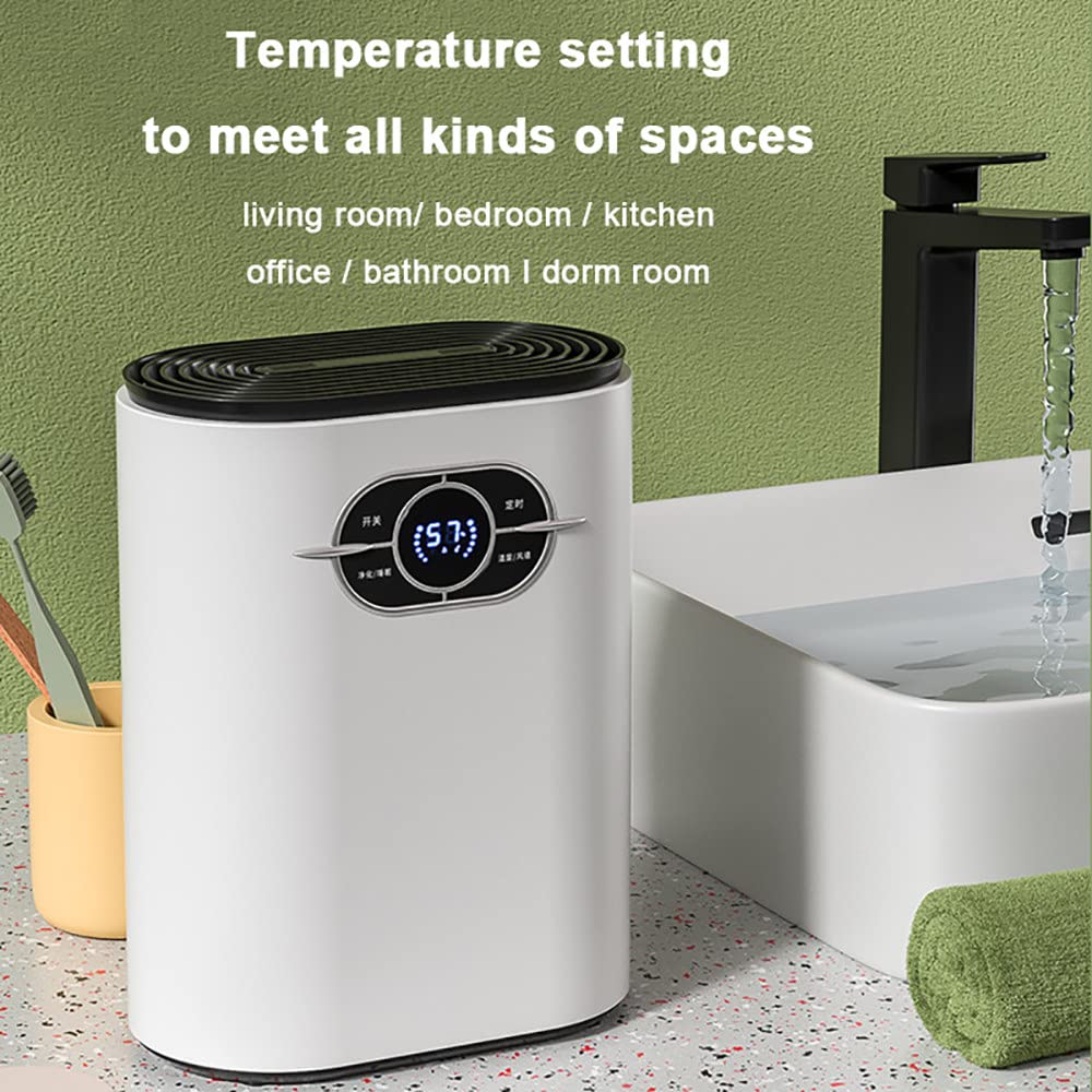 Deumidificatore Portatile Con Telecomando, Deumidificatore Piccolo Da 1200 Ml, Purificazione A Ioni Negativi, Timer 24 Ore, Tubo Di Scarico Esterno, Per Soggiorno/Cucina/Ufficio/Bagno/Dormitorio,42W